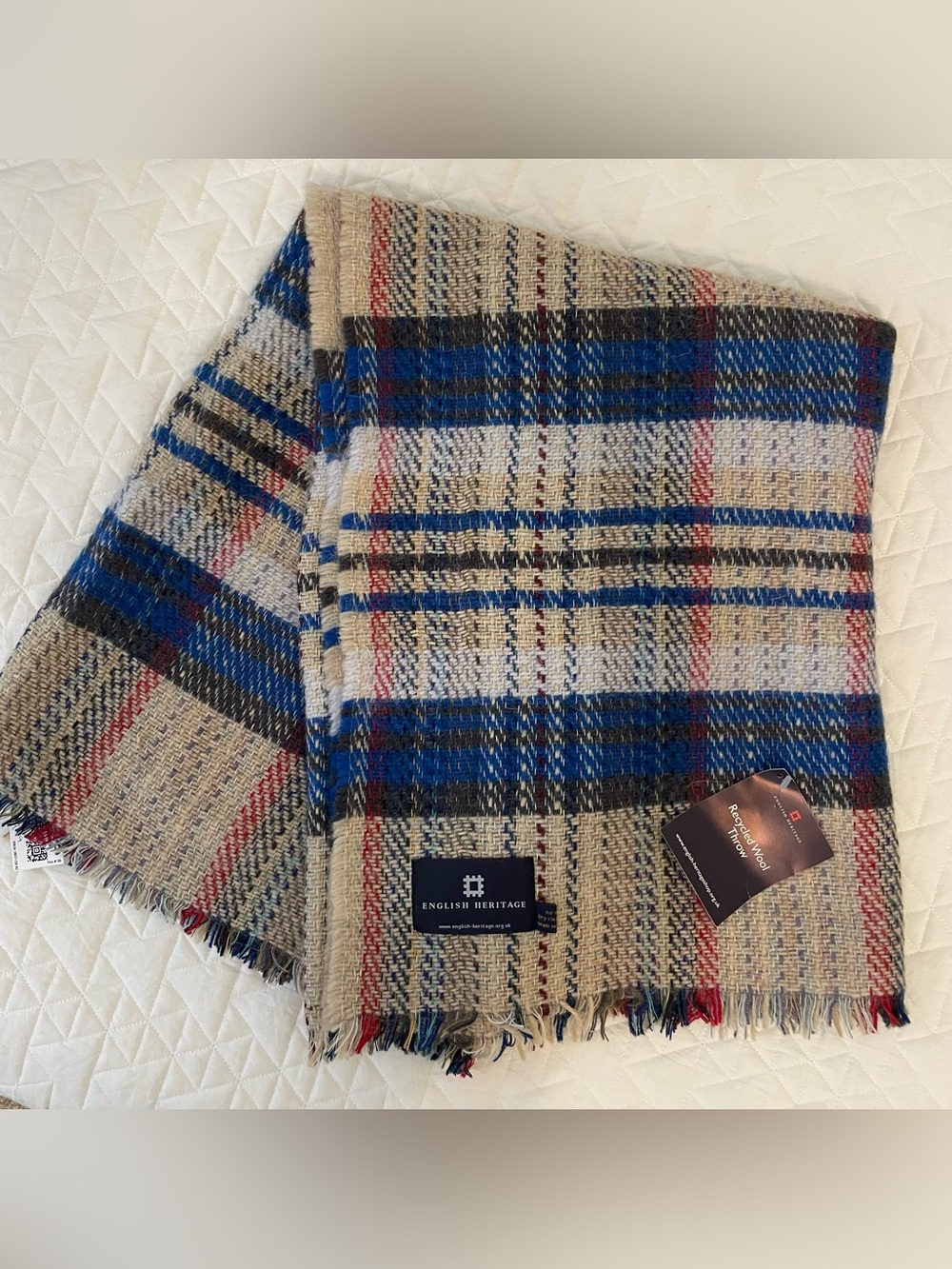 English Heritage Tweedmill Recycled Wool Plaid Throw Blanket 47x59 NWT